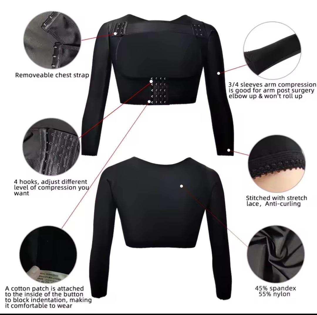 Post Surgery Garment Shaper Tops, Long Sleeves, Upper Arm Slimming Shapewe Post Surgery Garment Shaper Tops, Long Sleeves, Upper Arm Slimming Shapewe - Image 1